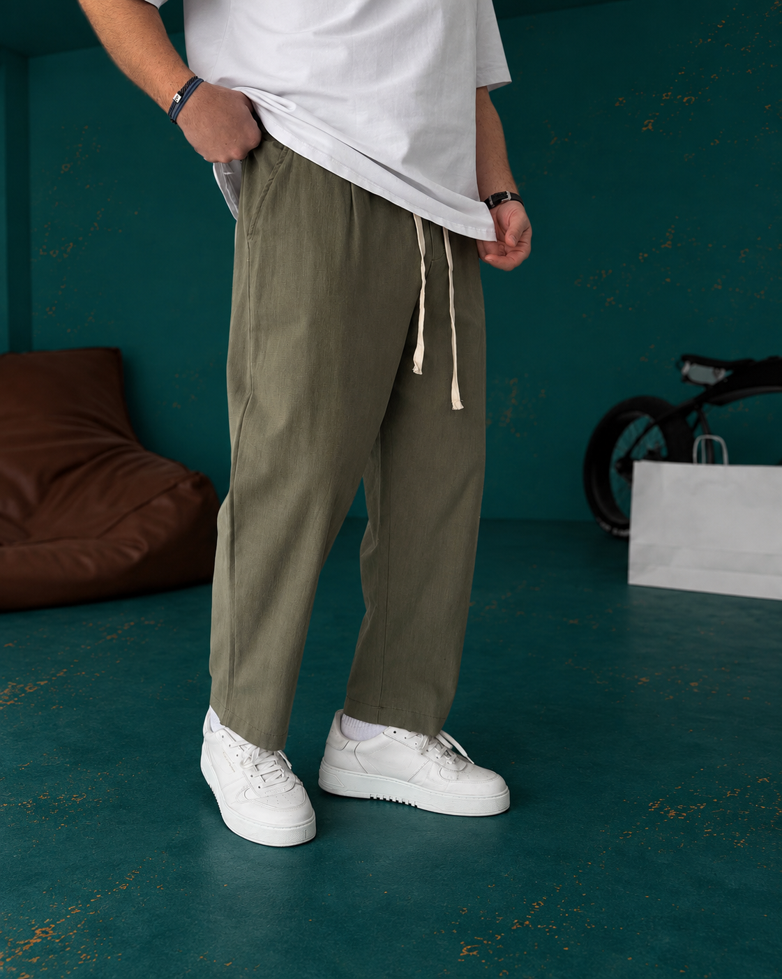 Linen Relaxed Fit Drawstring Pants