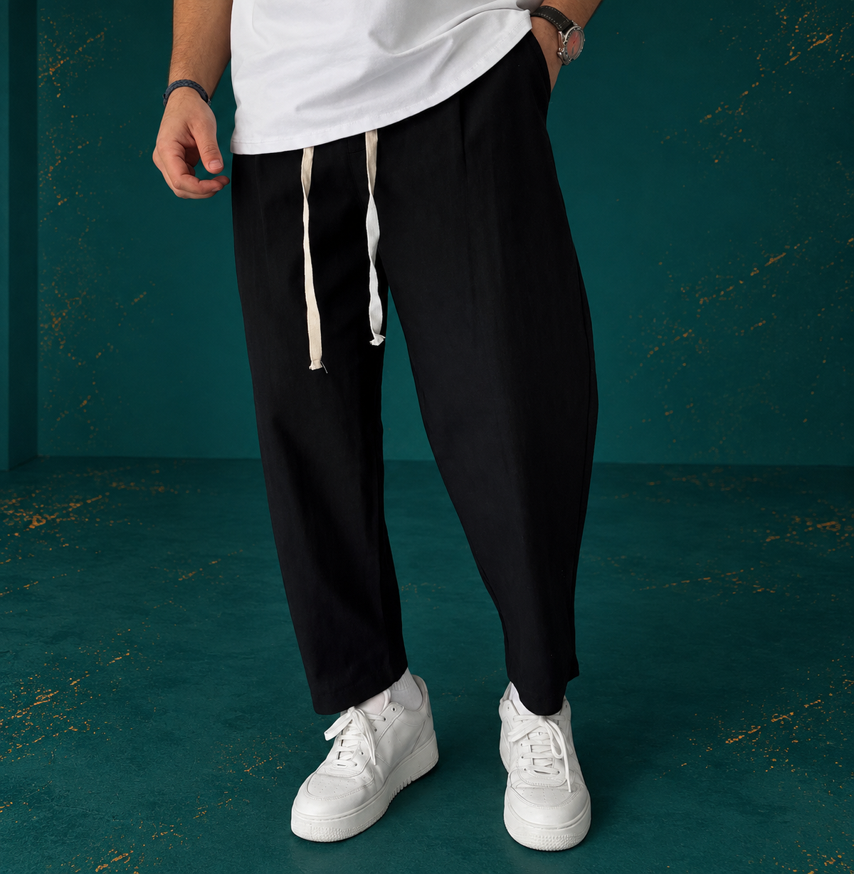 Linen Relaxed Fit Drawstring Pants
