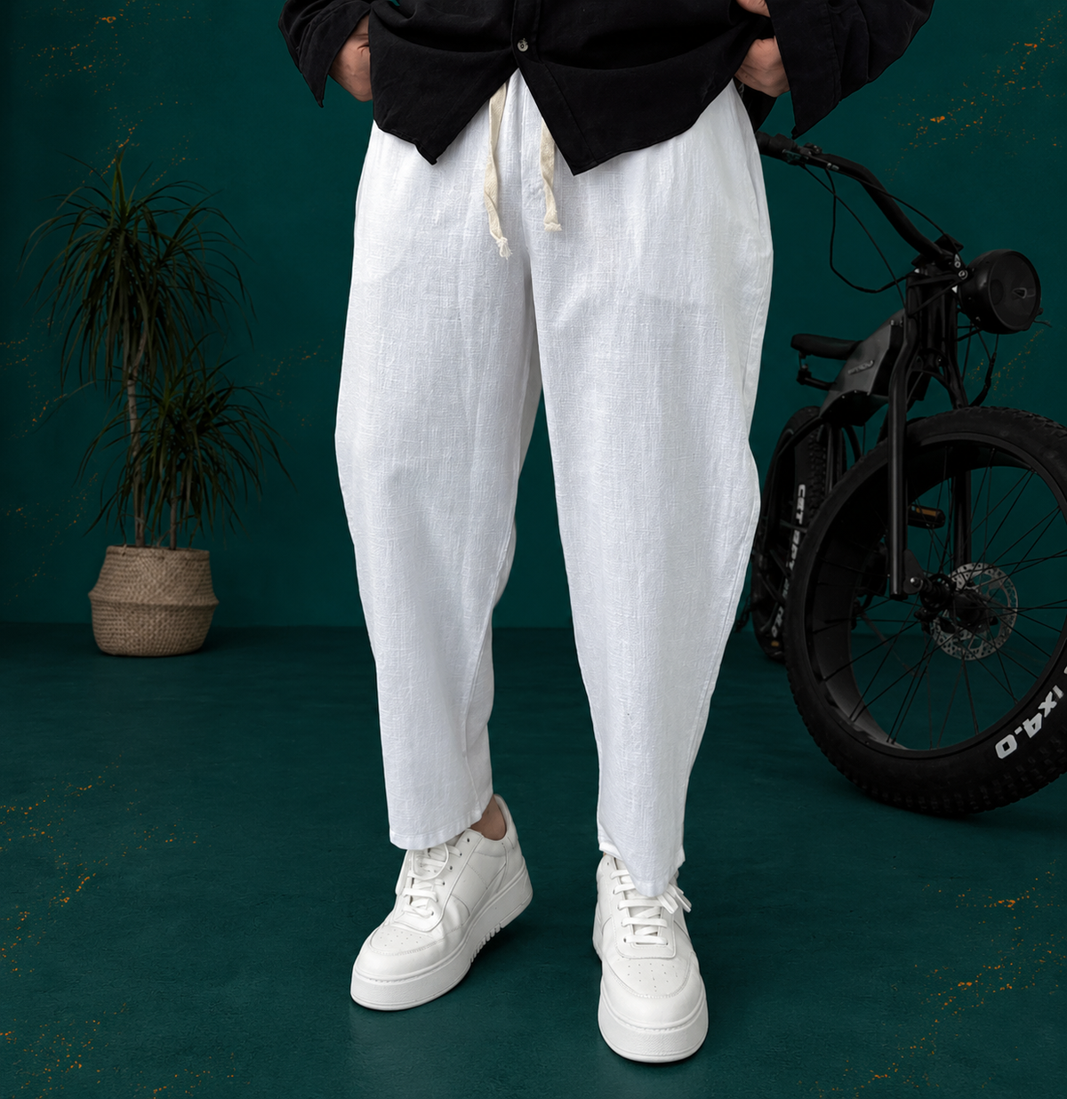 Linen Relaxed Fit Drawstring Pants